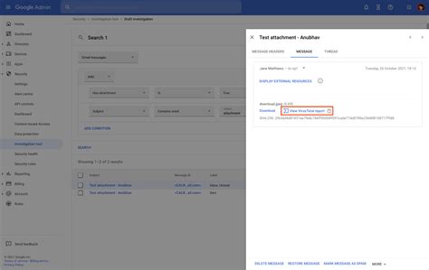 View VirusTotal reports from the investigation tool .